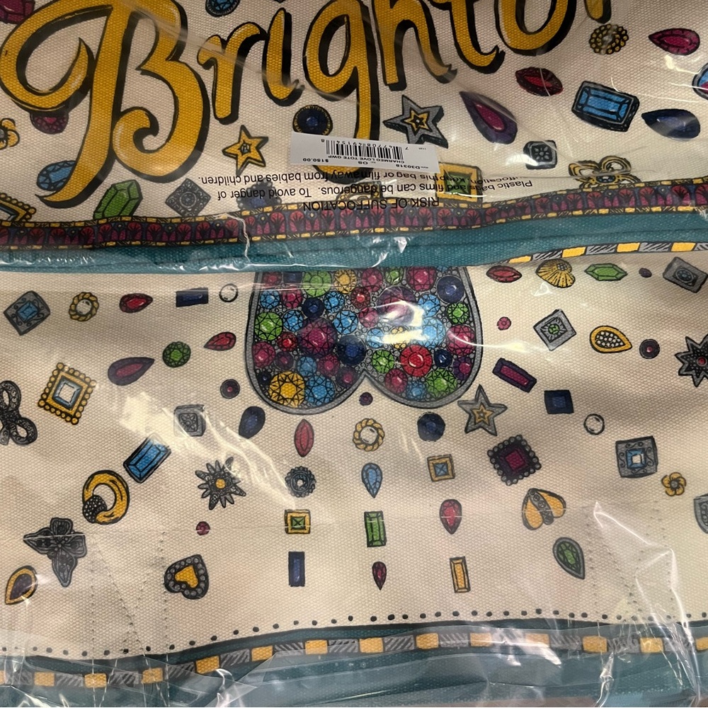 Brighton LOVE Jewel Heart Canvas Tote Bag New Retail $100 - Picture 9 of 12